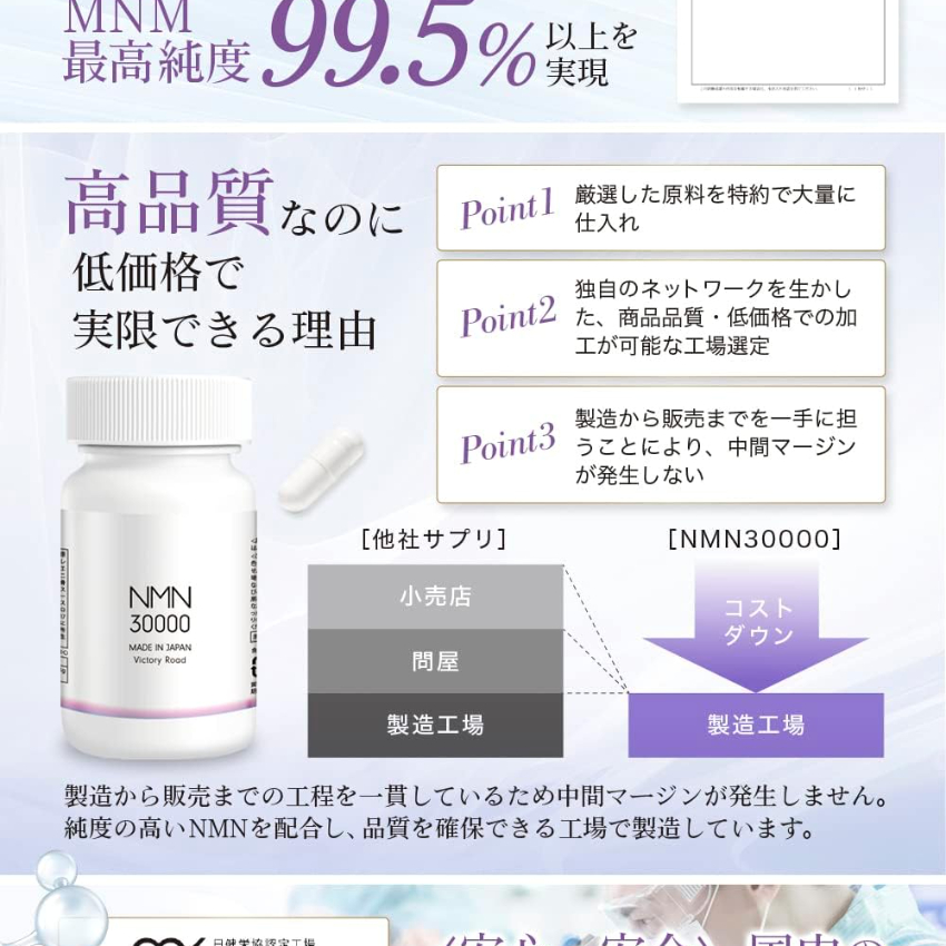 日本製】NMN 30000mg 超高濃度100%最強逆齡抗衰老(30日份)